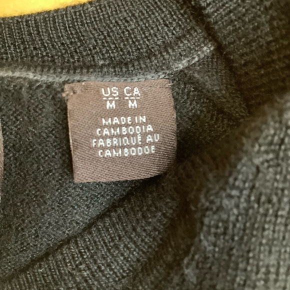 BLACK BROWN 1826 Black Merino Wool V-Neck Sweater Size M - Picture 12 of 13